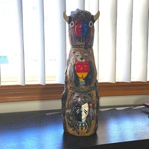 Vintage Handmade Multi Colors Ceramic Native American Totem Pole